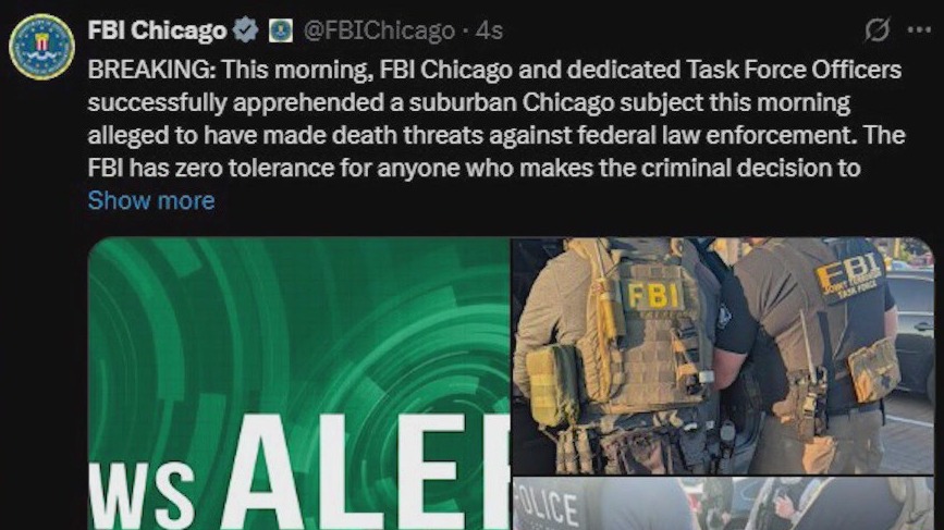 Suburban Chicago subject arrested for alleged threats against ICE agents, political figures