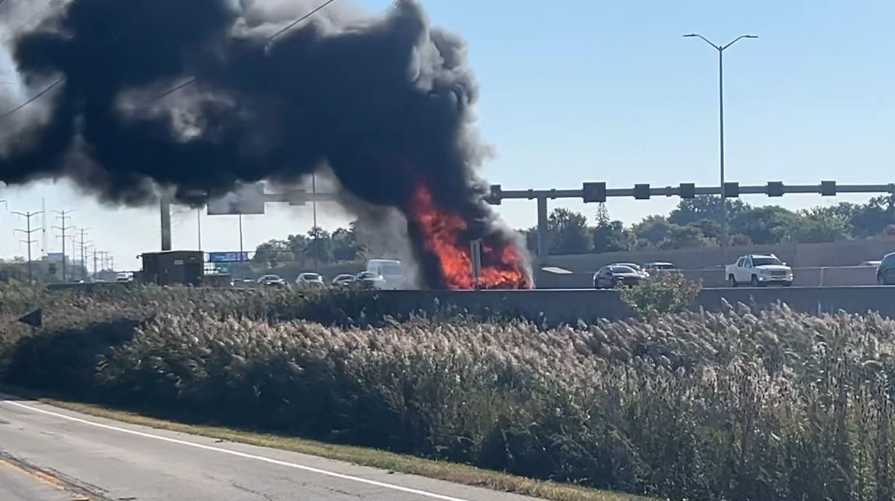 Massive truck fire along Chicago area highway